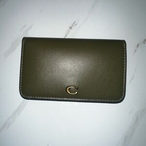 Coach Olive Green Wallet with Gold Accent